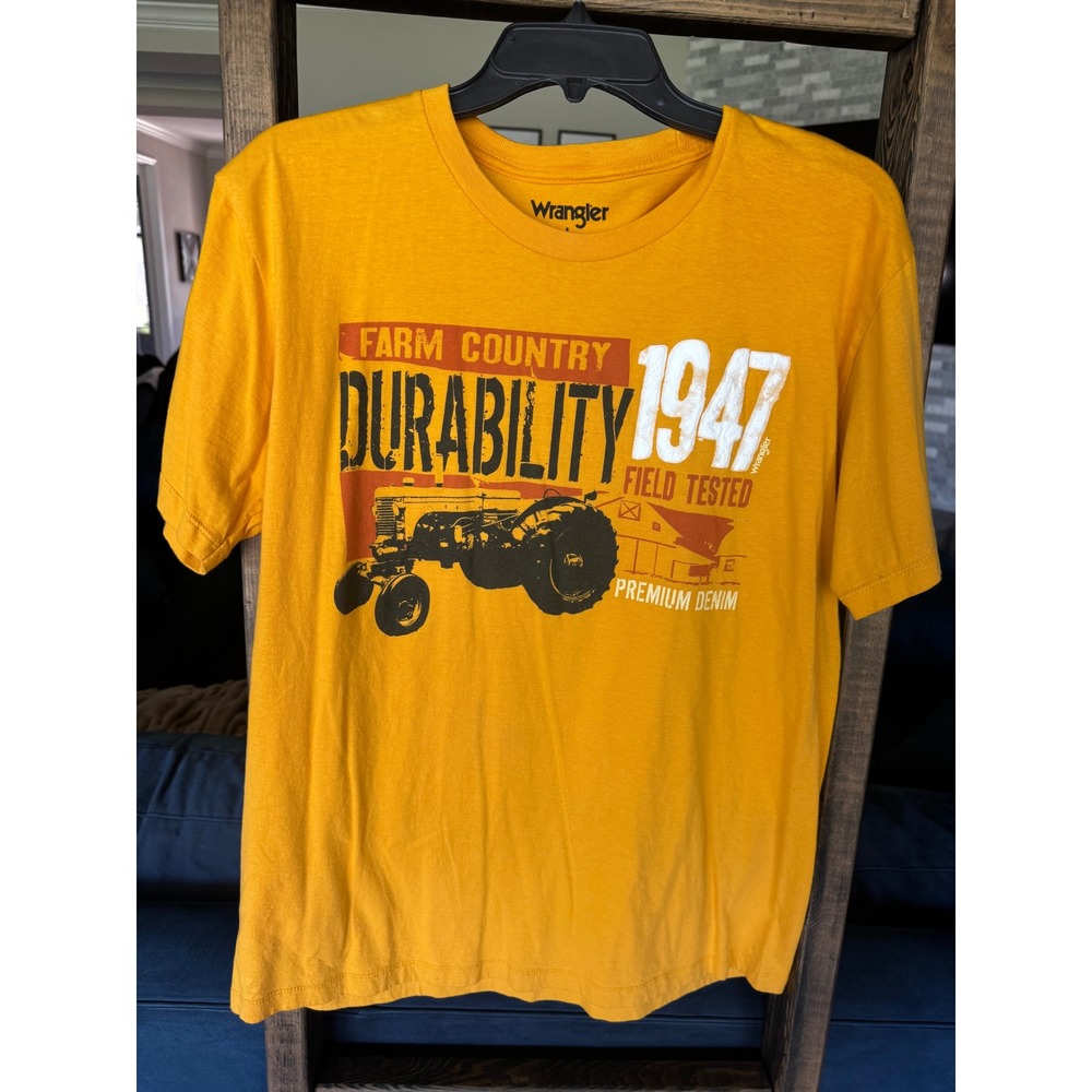 Wrangler Mens Farm Country Durability 1947 Graphic T-Shirt Yellow Large